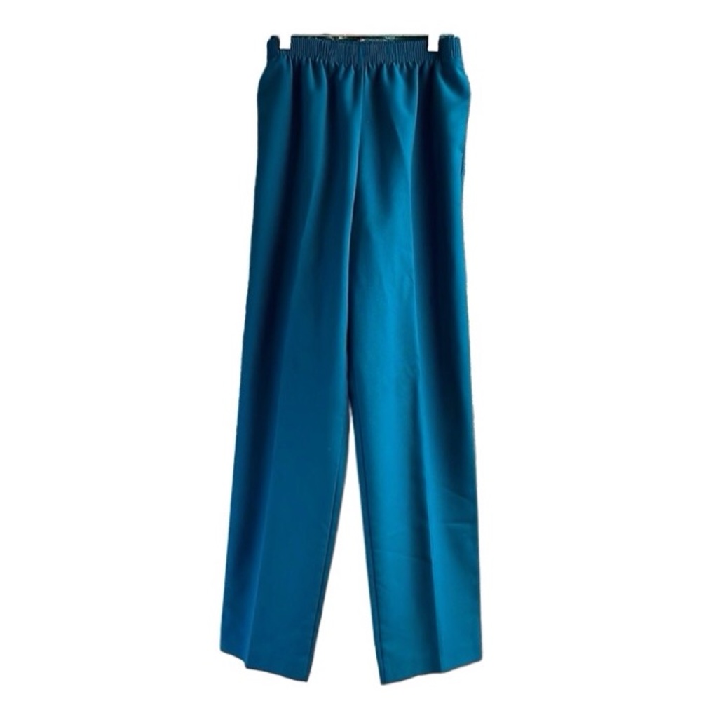 Alia Ladies Elastic Waist Dress Pants, Size 8, Dark Teal, Vintage